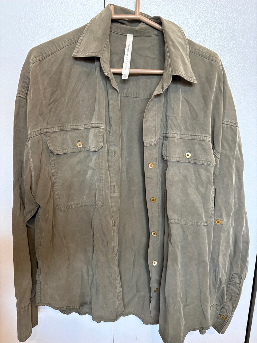 Babaton Olive Utility Button-Down Shirt